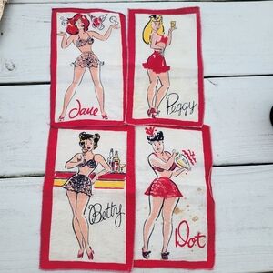 Vintage Pin-Up Girl Cocktail Napkins by Dewan "Fancy Pants" Jane Betty Peggy Dot